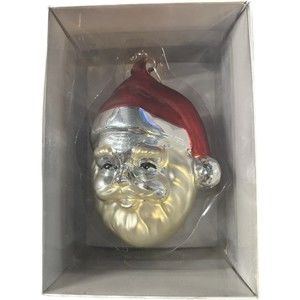 Vtg Retired Department 56 Jumbo Mercury Glass Christmas Santa Claus Ornament 8"